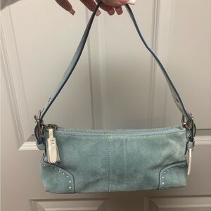 Coach Suede Demi Baguette Shoulder Bag
